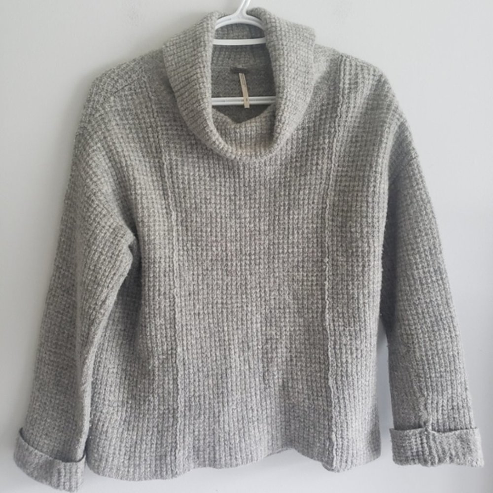 Free People Chunky Waffle Knit Turtleneck Sweater